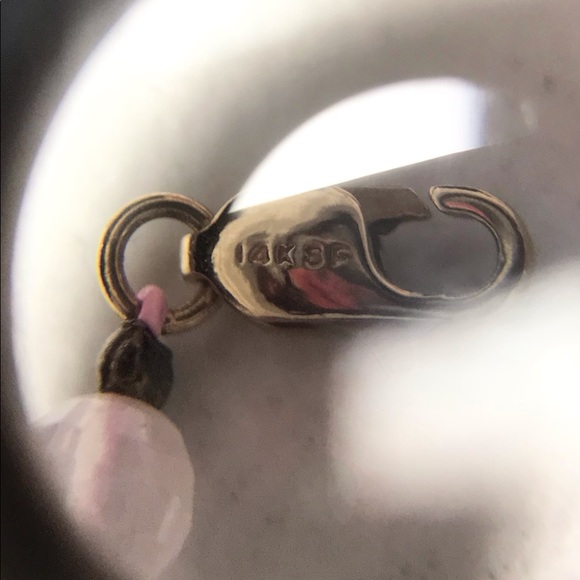 Vintage Faceted Rose Quartz Gemstone 14K Gold Clasp Beaded Pendant Necklace 18”L - Picture 6 of 16